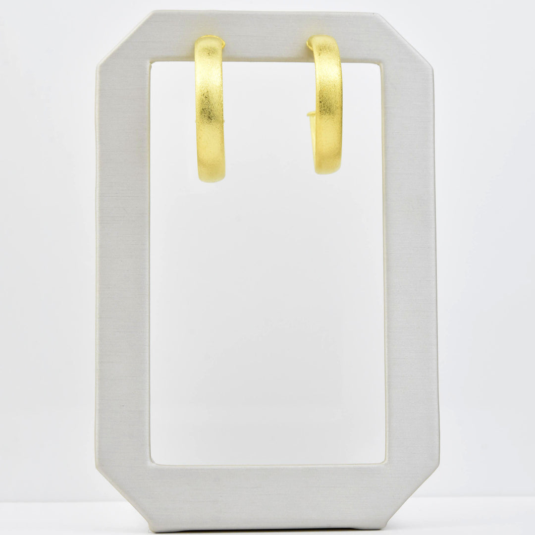 Medium Wide Textured Gold Tone Hoops - Goldmakers Fine Jewelry