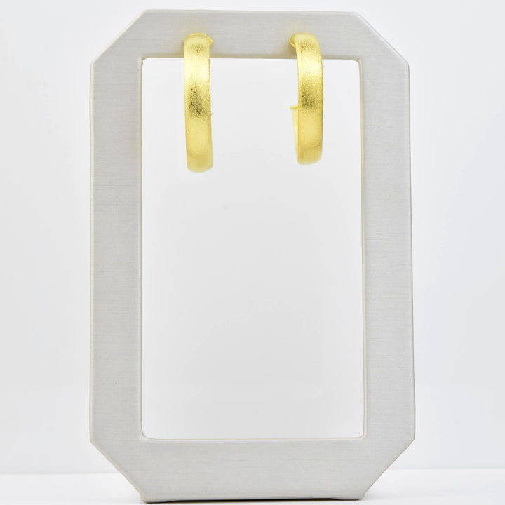 Medium Wide Textured Gold Tone Hoops - Goldmakers Fine Jewelry
