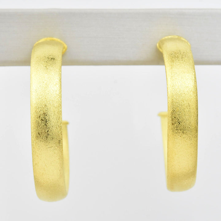 Medium Wide Textured Gold Tone Hoops - Goldmakers Fine Jewelry