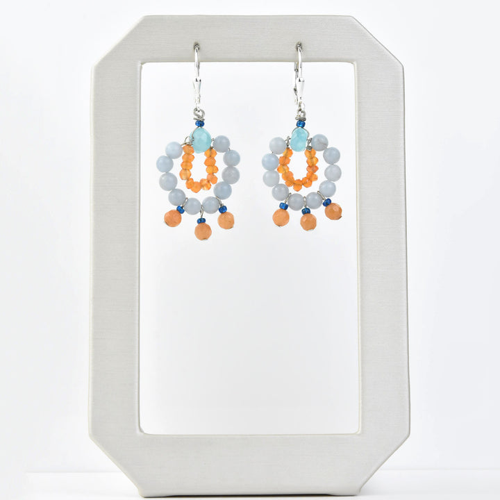 Mini Circus Earrings with Blue and Orange Beads - Goldmakers Fine Jewelry