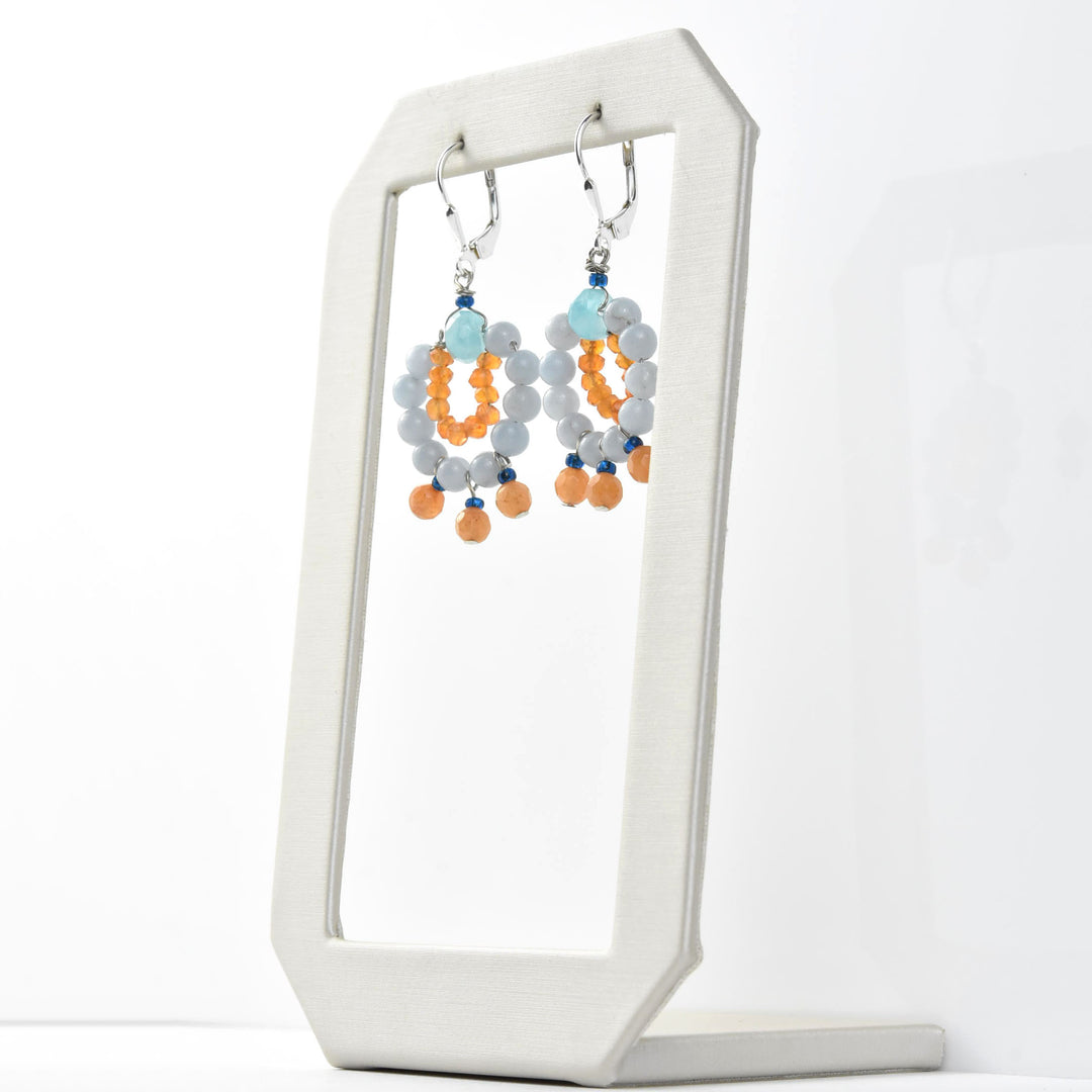 Mini Circus Earrings with Blue and Orange Beads - Goldmakers Fine Jewelry