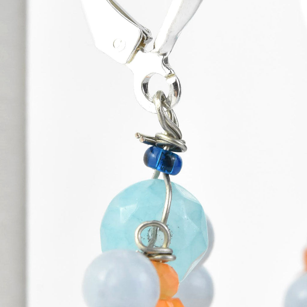 Mini Circus Earrings with Blue and Orange Beads - Goldmakers Fine Jewelry