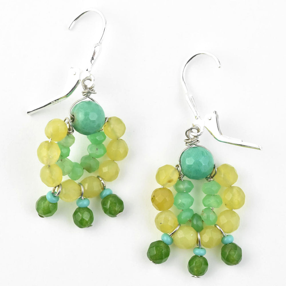 Mini Circus Earrings with Shades of Green - Goldmakers Fine Jewelry
