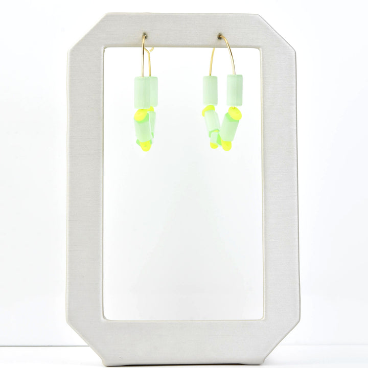 Mint Green and Neon Yellow Hoops - Goldmakers Fine Jewelry