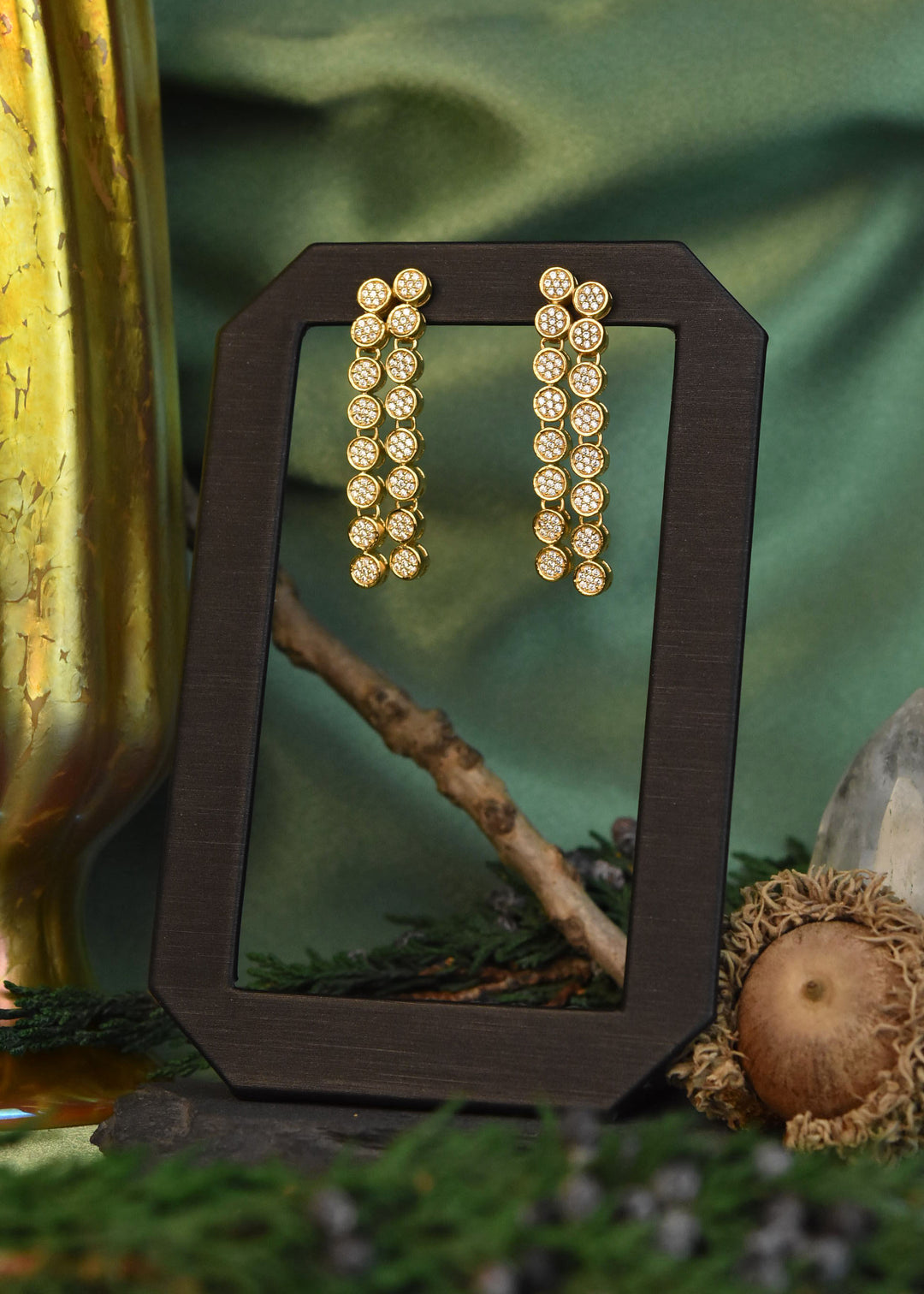 Mirabeau Pave Statement Drop Earrings - Goldmakers Fine Jewelry
