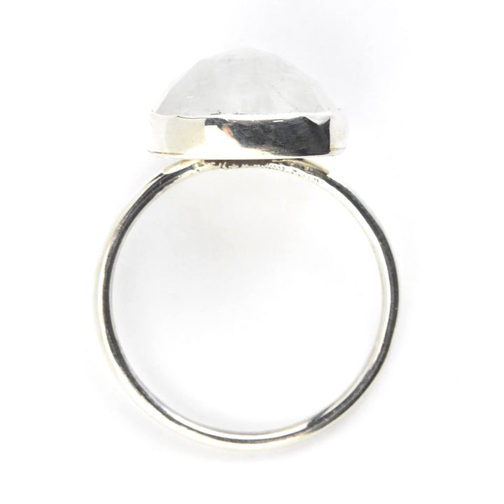 Faceted Cushion Cut Gemstone Ring in Silver