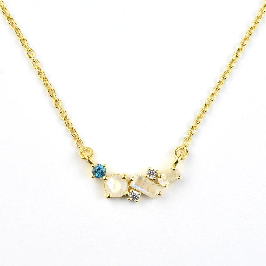 Rainbow Moonstone & Topaz Misty Skies Necklace - Goldmakers Fine Jewelry