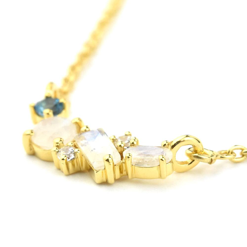 Rainbow Moonstone & Topaz Misty Skies Necklace - Goldmakers Fine Jewelry