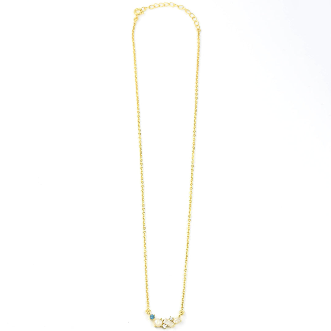 Rainbow Moonstone & Topaz Misty Skies Necklace - Goldmakers Fine Jewelry