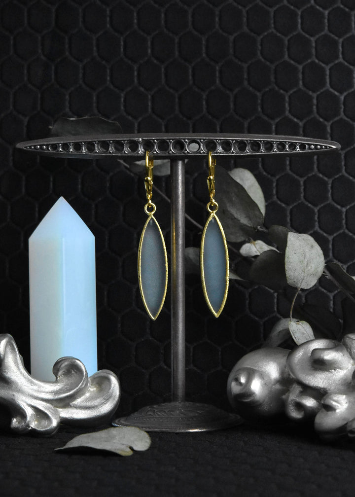Moonstone Elongated Oval Earrings - Goldmakers Fine Jewelry