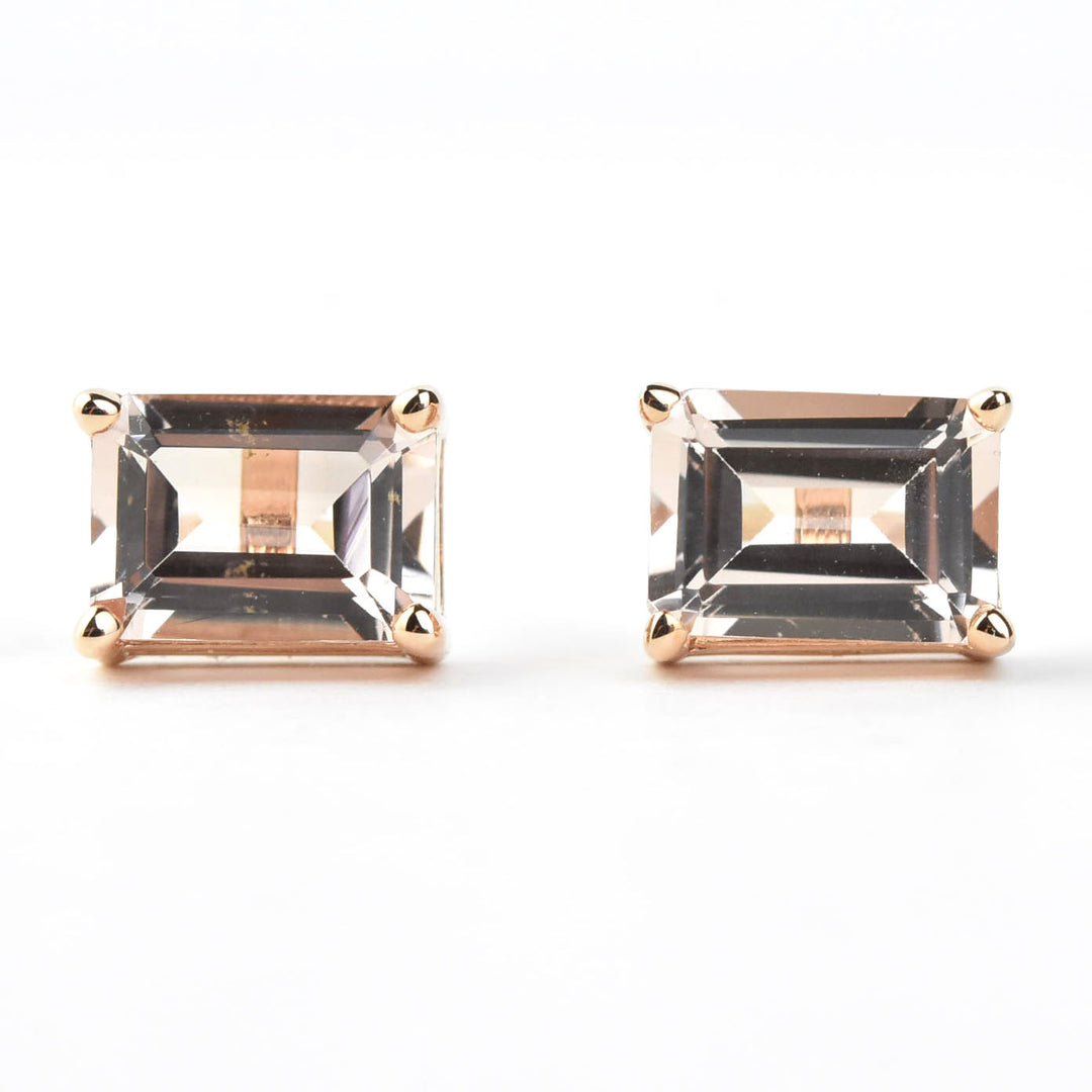 Morganite Studs in 14k Rose Gold - Goldmakers Fine Jewelry