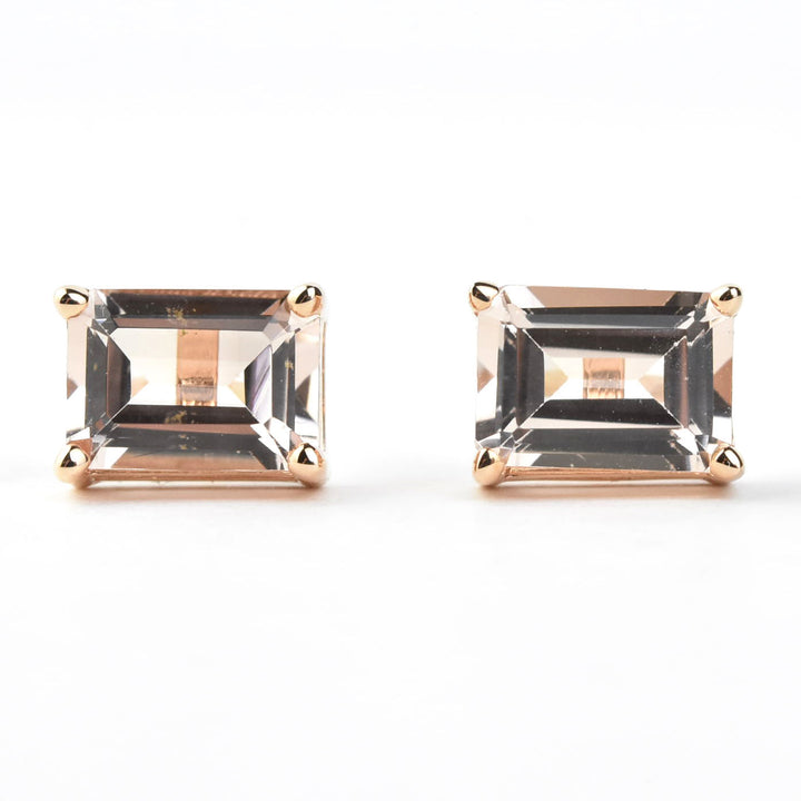 Morganite Studs in 14k Rose Gold - Goldmakers Fine Jewelry