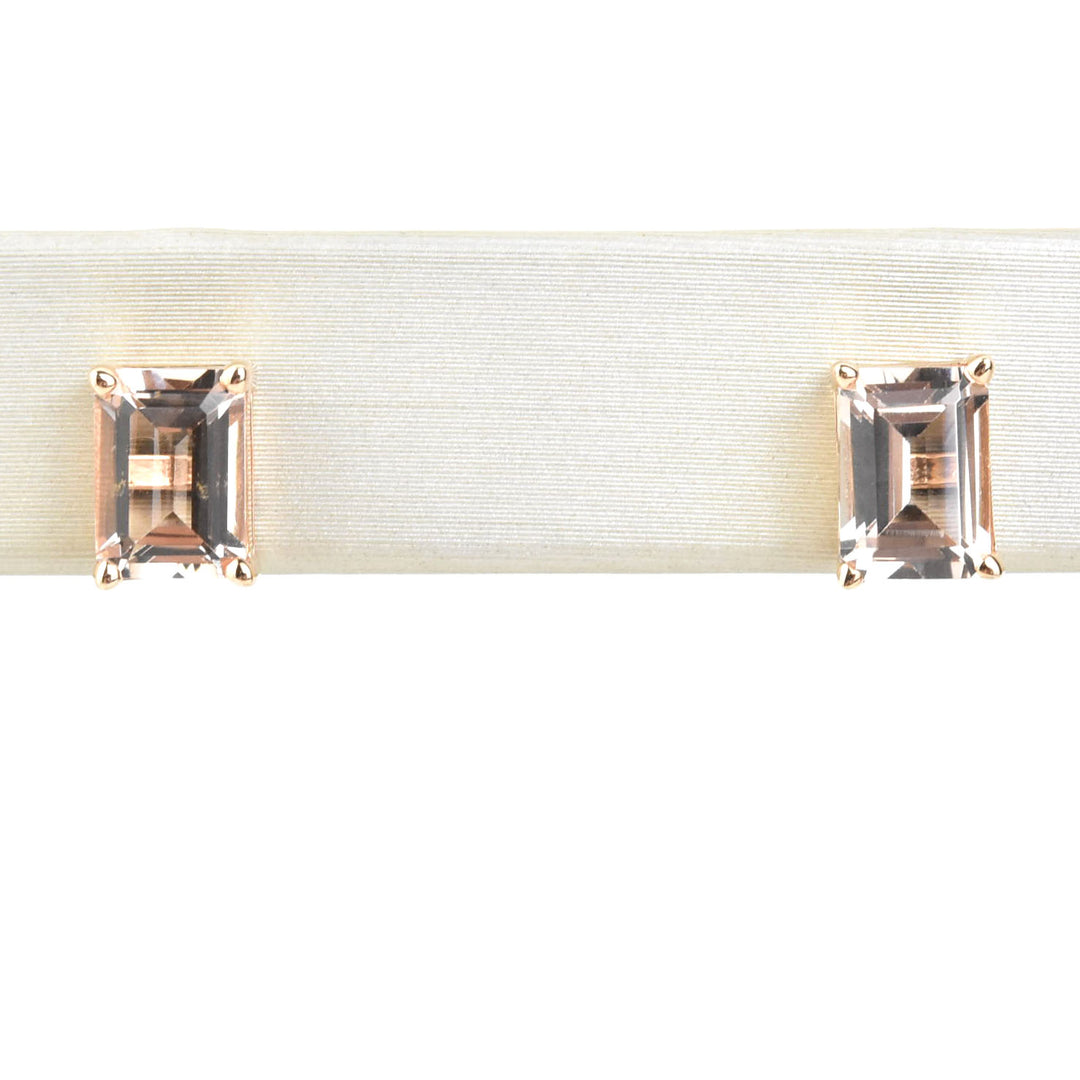 Morganite Studs in 14k Rose Gold - Goldmakers Fine Jewelry
