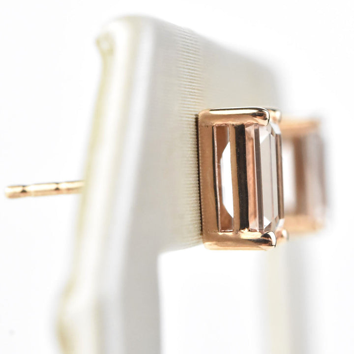 Morganite Studs in 14k Rose Gold - Goldmakers Fine Jewelry
