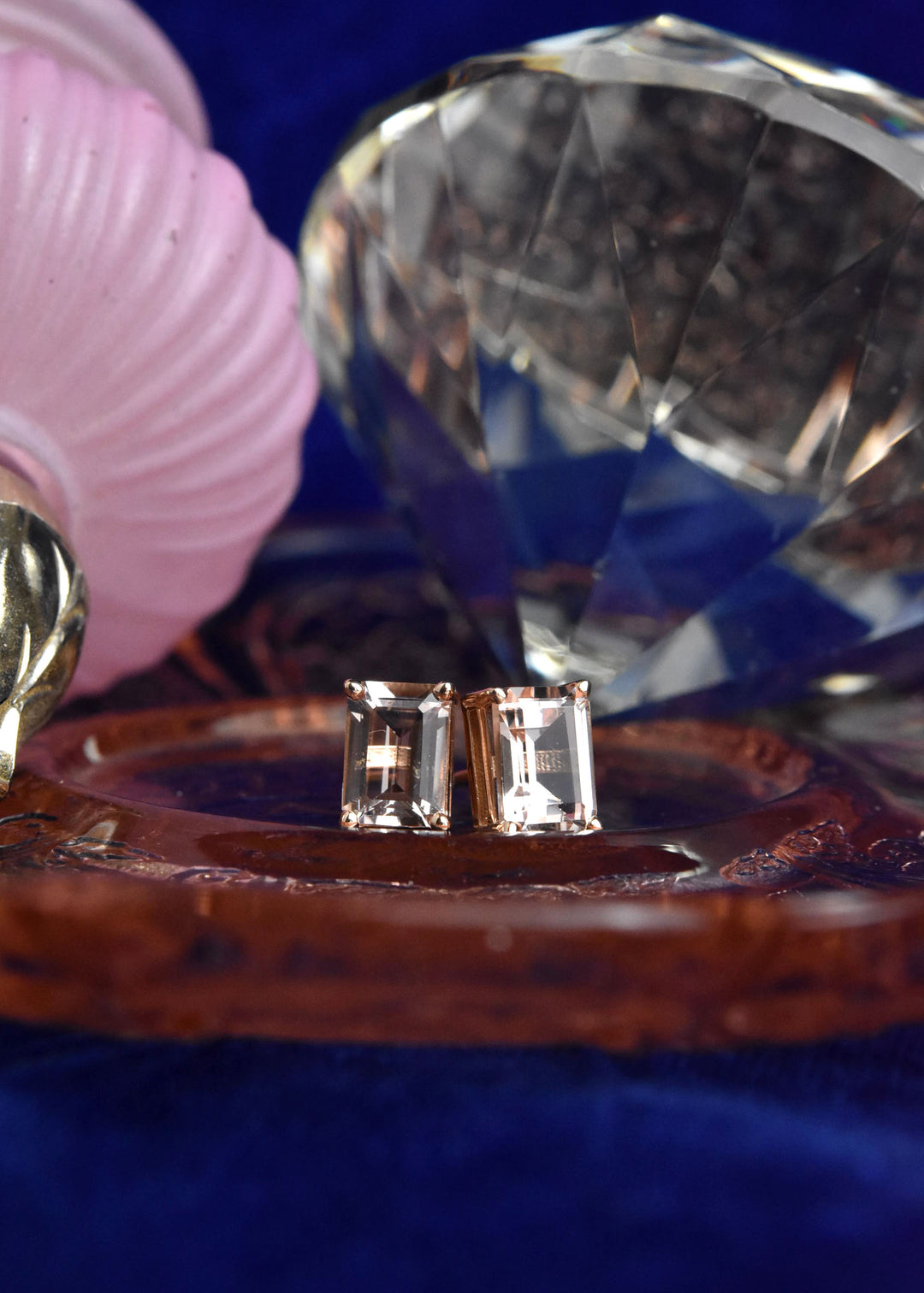 Morganite Studs in 14k Rose Gold - Goldmakers Fine Jewelry