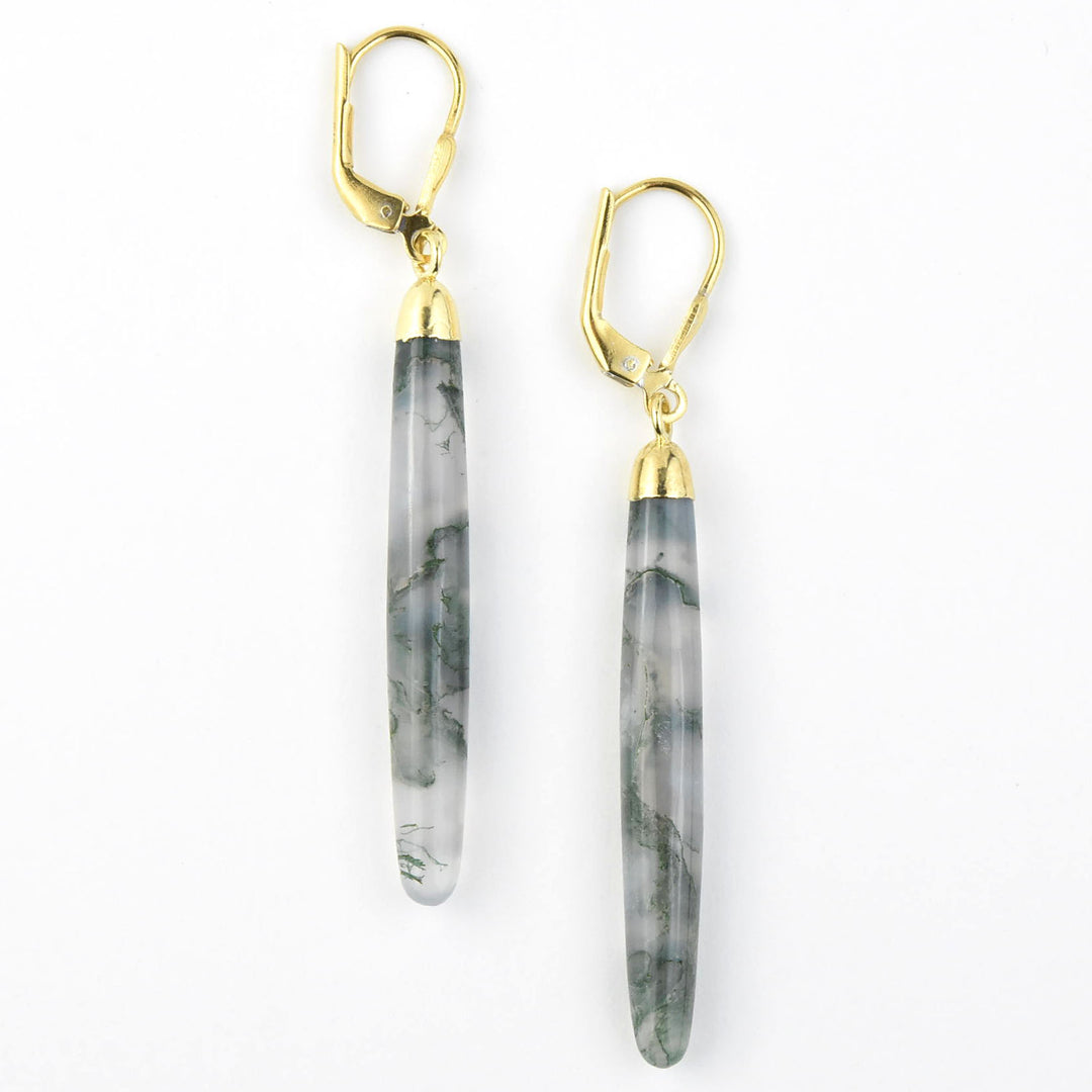 Moss Agate Dangle Drop - Goldmakers Fine Jewelry