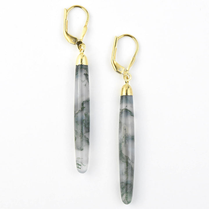 Moss Agate Dangle Drop - Goldmakers Fine Jewelry