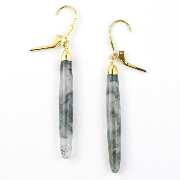 Moss Agate Dangle Drop - Goldmakers Fine Jewelry