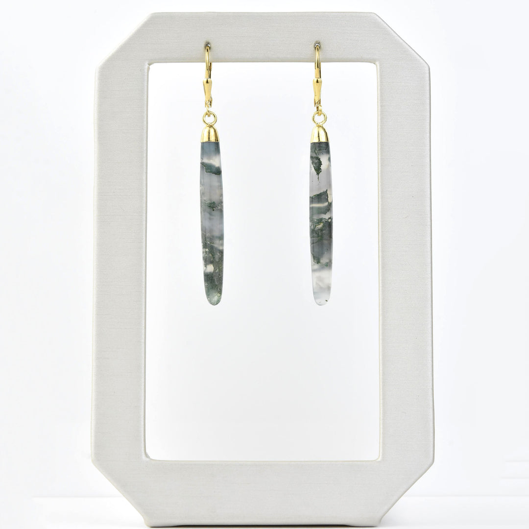 Moss Agate Dangle Drop - Goldmakers Fine Jewelry