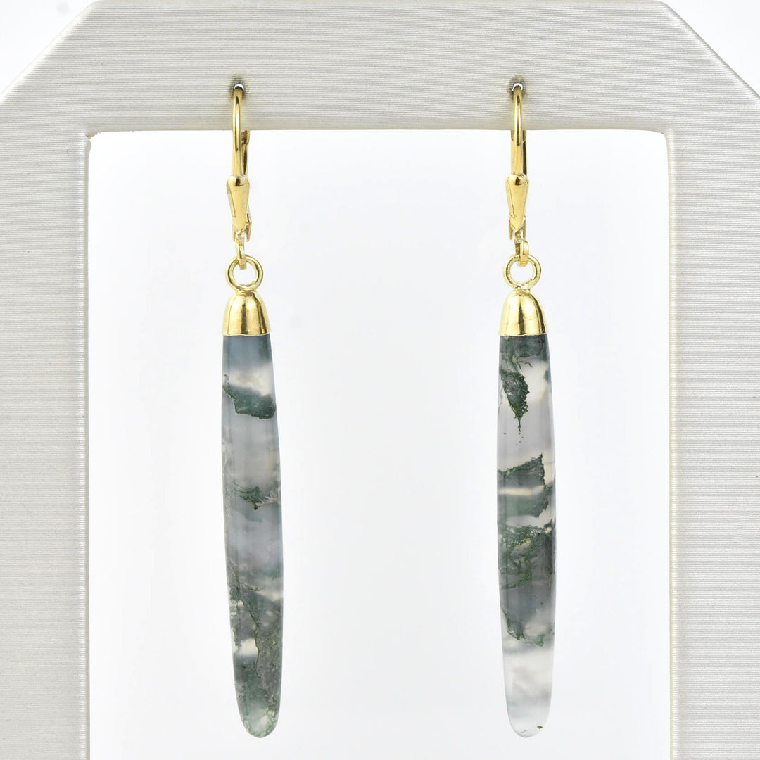 Moss Agate Dangle Drop - Goldmakers Fine Jewelry