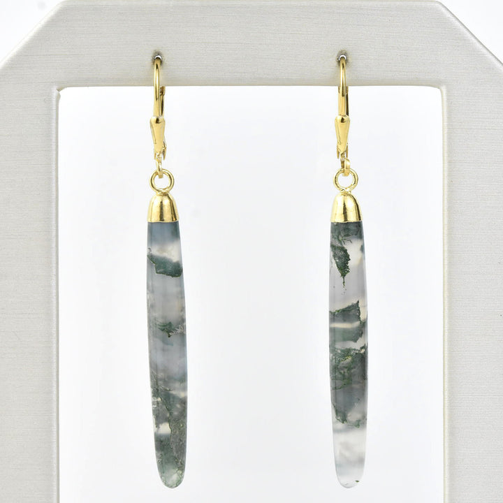 Moss Agate Dangle Drop - Goldmakers Fine Jewelry