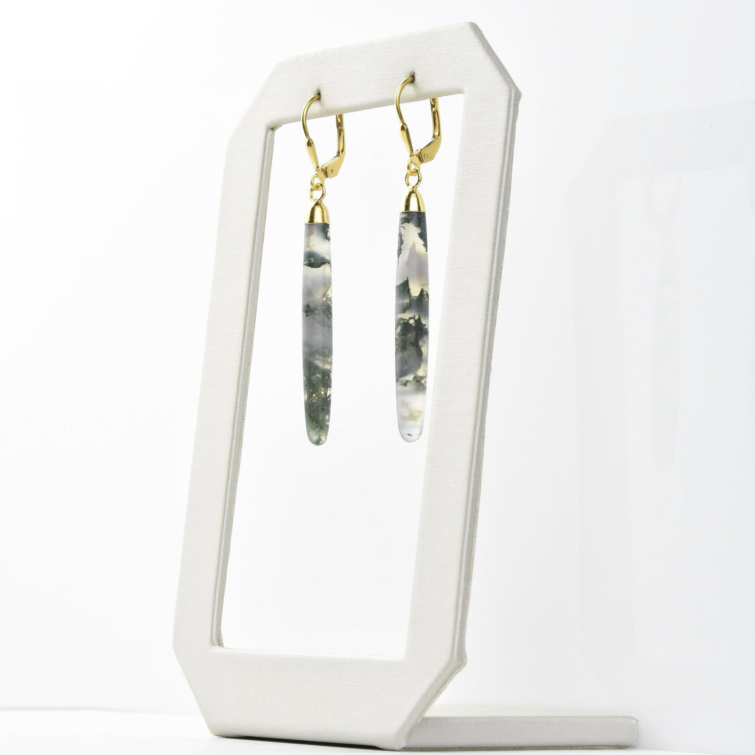 Moss Agate Dangle Drop - Goldmakers Fine Jewelry