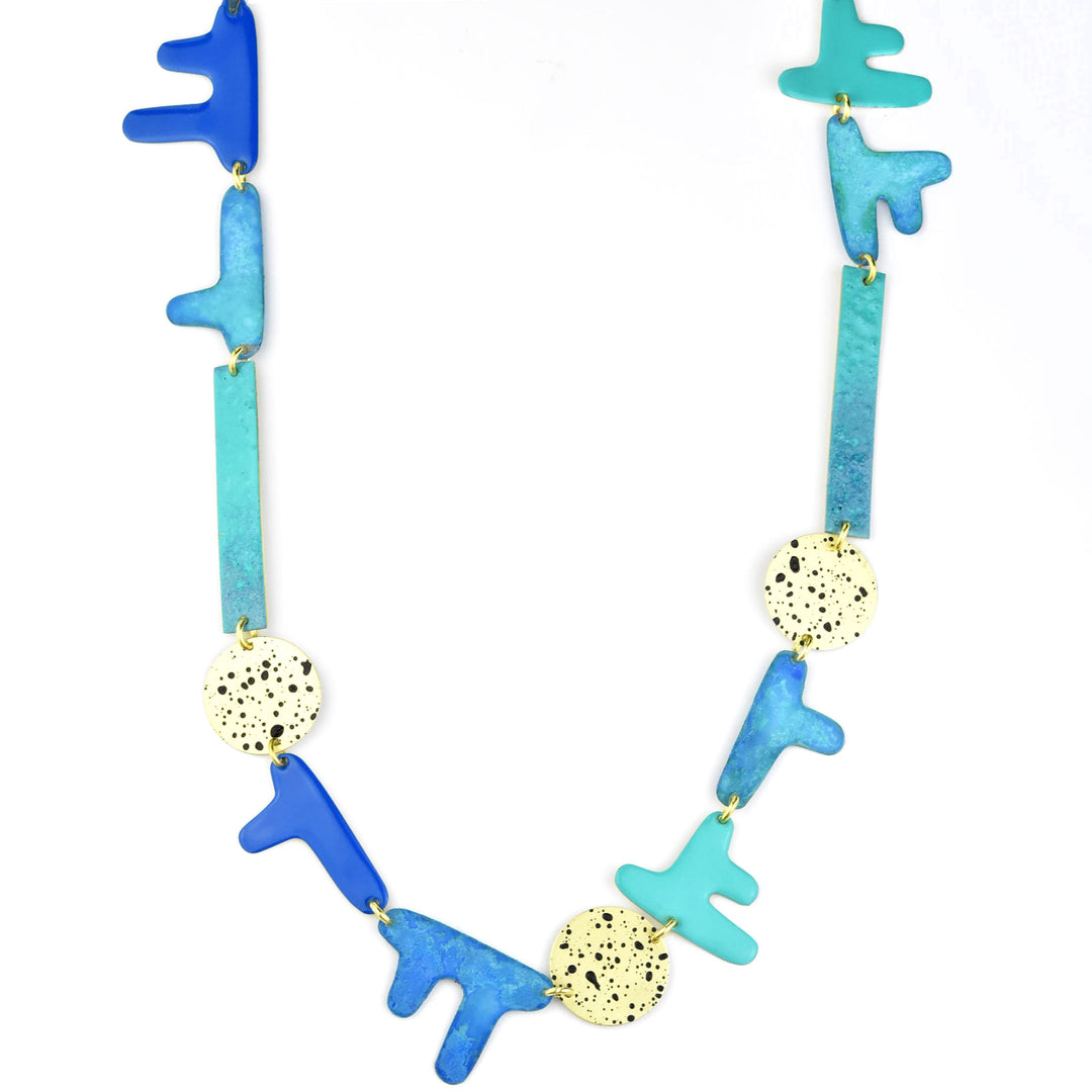Mural Long Necklace in Mix Blue - Goldmakers Fine Jewelry