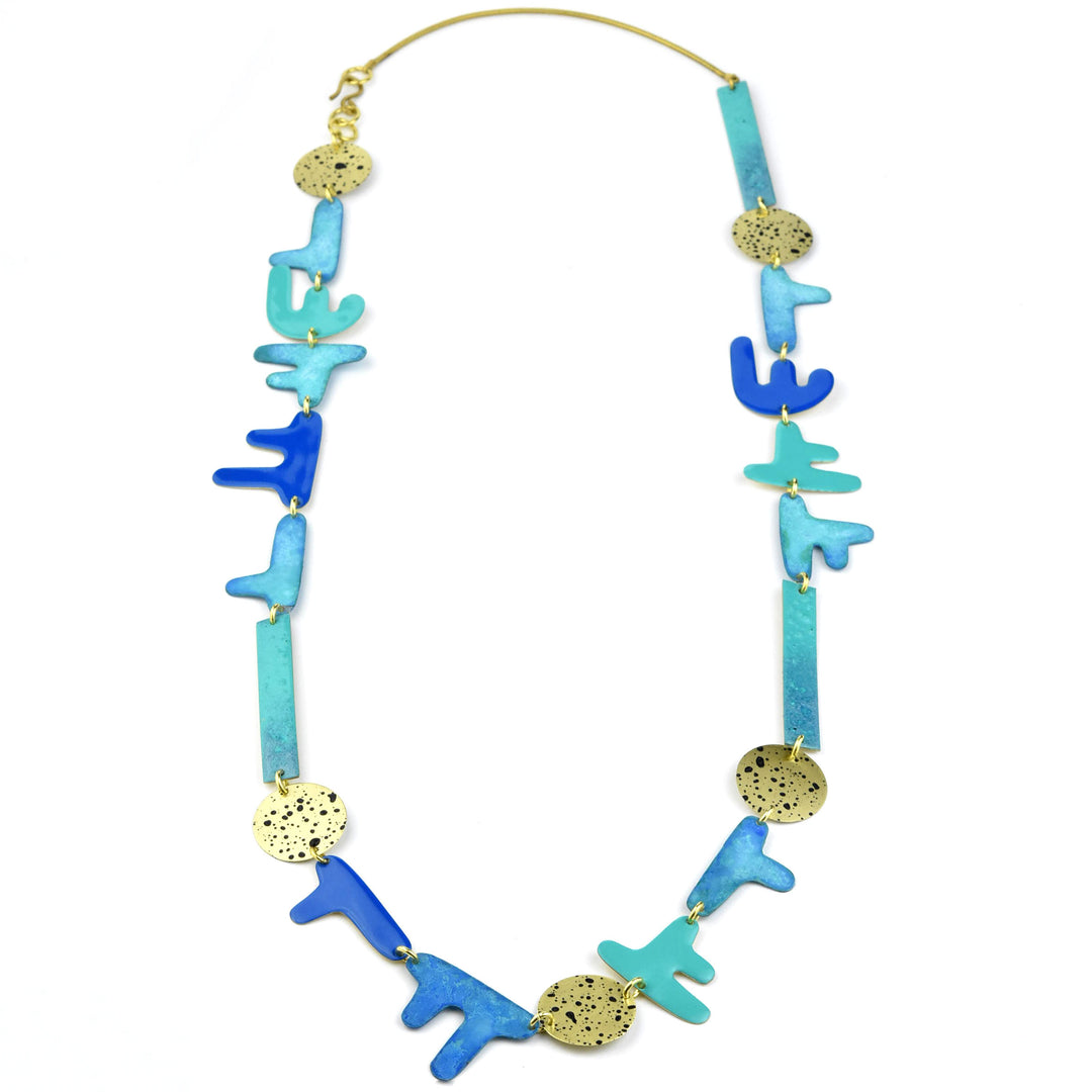 Mural Long Necklace in Mix Blue - Goldmakers Fine Jewelry