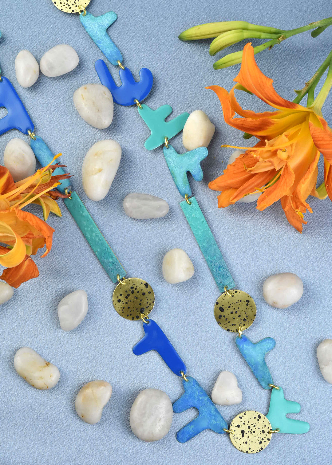 Mural Long Necklace in Mix Blue - Goldmakers Fine Jewelry
