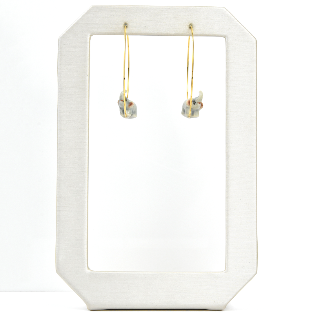 Mini Grey Elephant Hoops - Goldmakers Fine Jewelry
