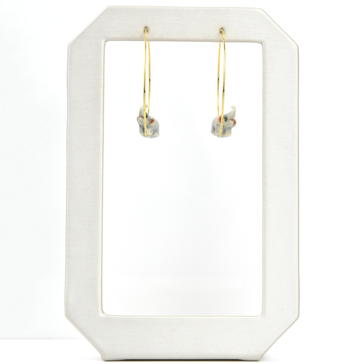 Mini Grey Elephant Hoops - Goldmakers Fine Jewelry