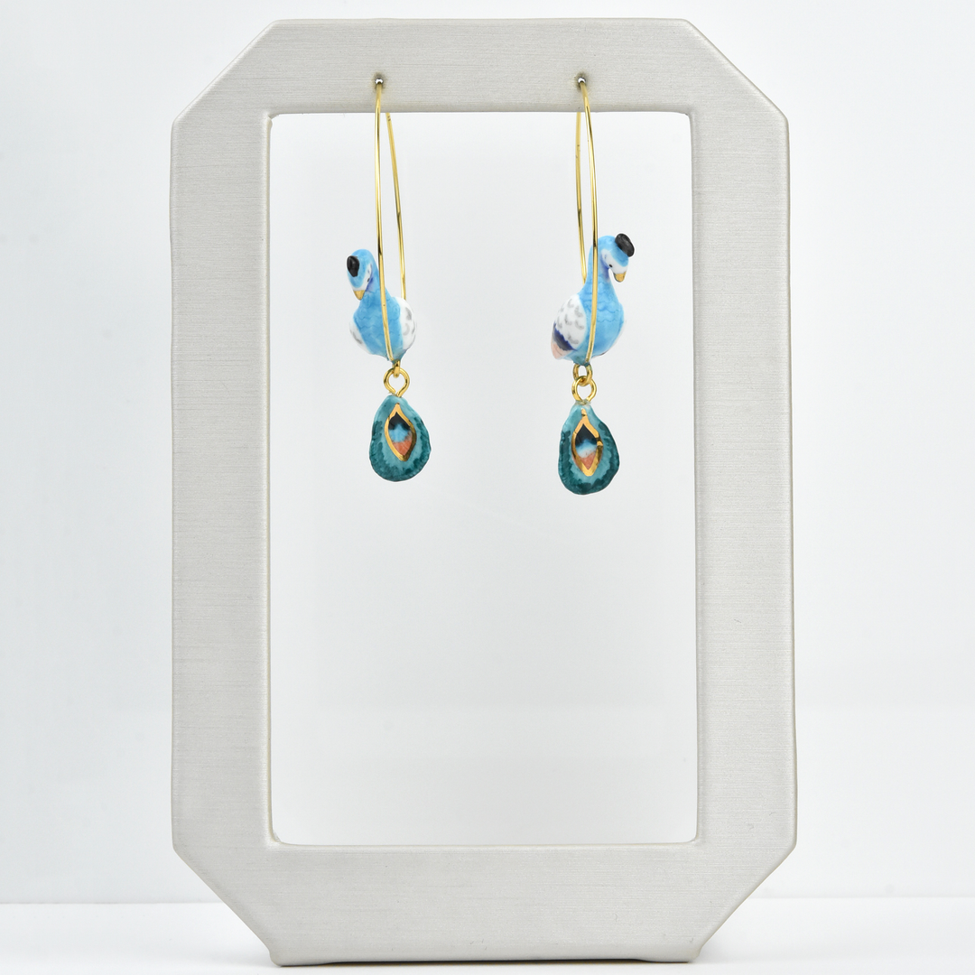 Harvest Time Peacock Hoops - Goldmakers Fine Jewelry