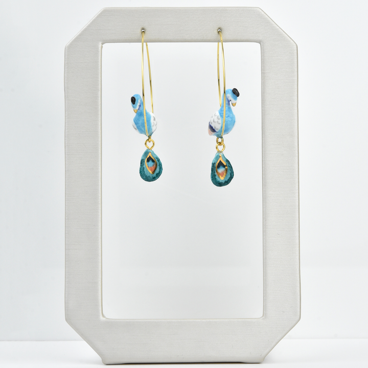 Harvest Time Peacock Hoops - Goldmakers Fine Jewelry