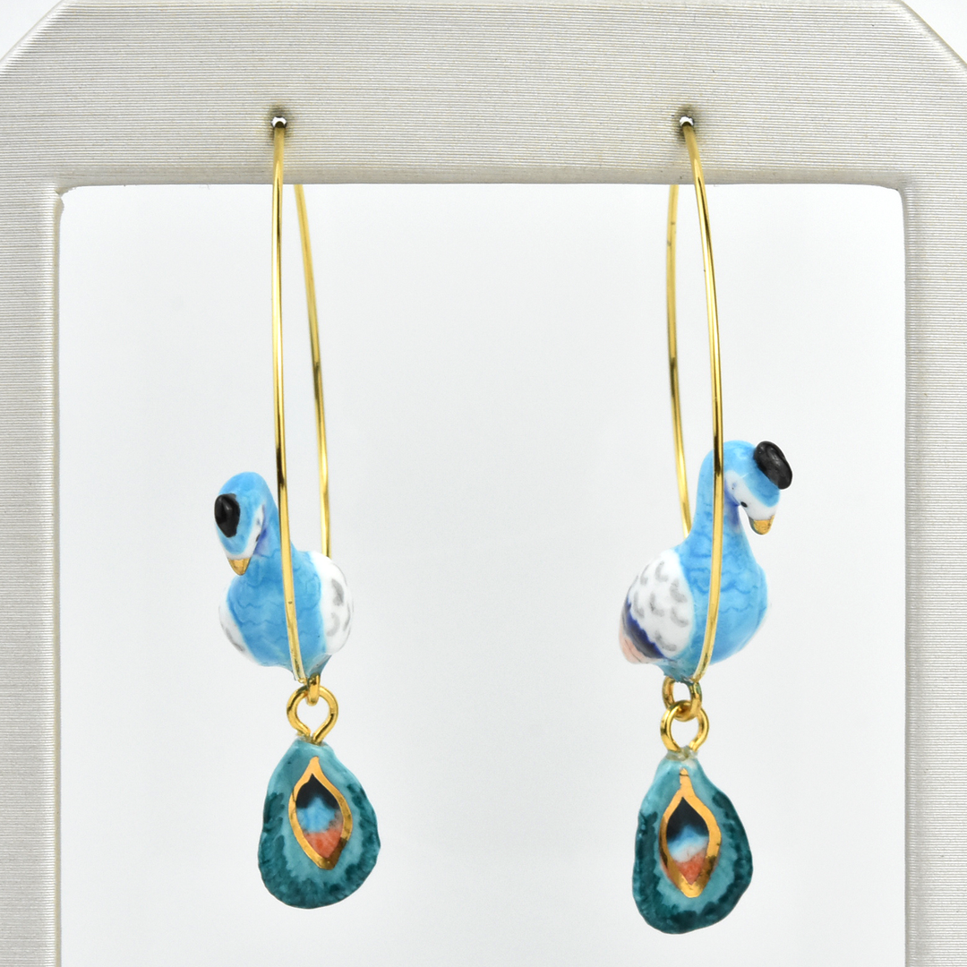 Harvest Time Peacock Hoops - Goldmakers Fine Jewelry