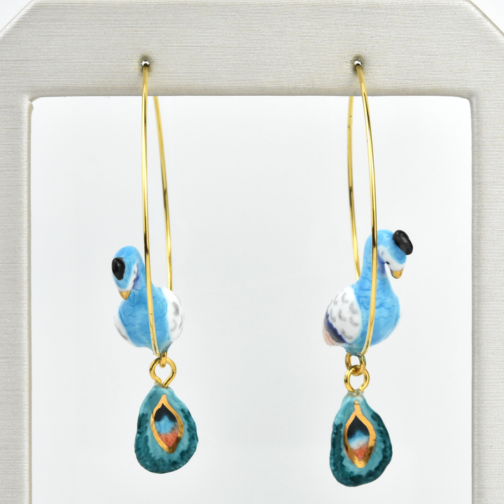 Harvest Time Peacock Hoops - Goldmakers Fine Jewelry