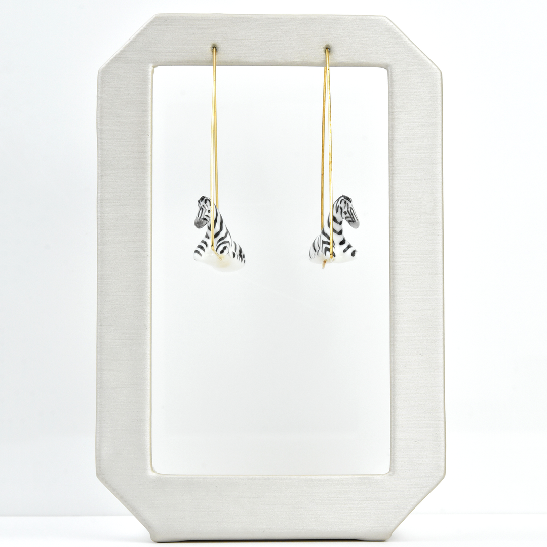 Zebra Triangle Hoop Earrings - Goldmakers Fine Jewelry
