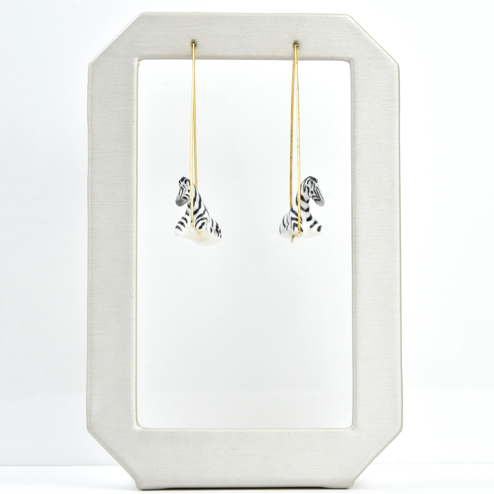 Zebra Triangle Hoop Earrings - Goldmakers Fine Jewelry