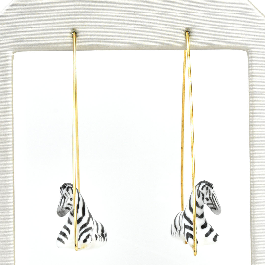 Zebra Triangle Hoop Earrings - Goldmakers Fine Jewelry