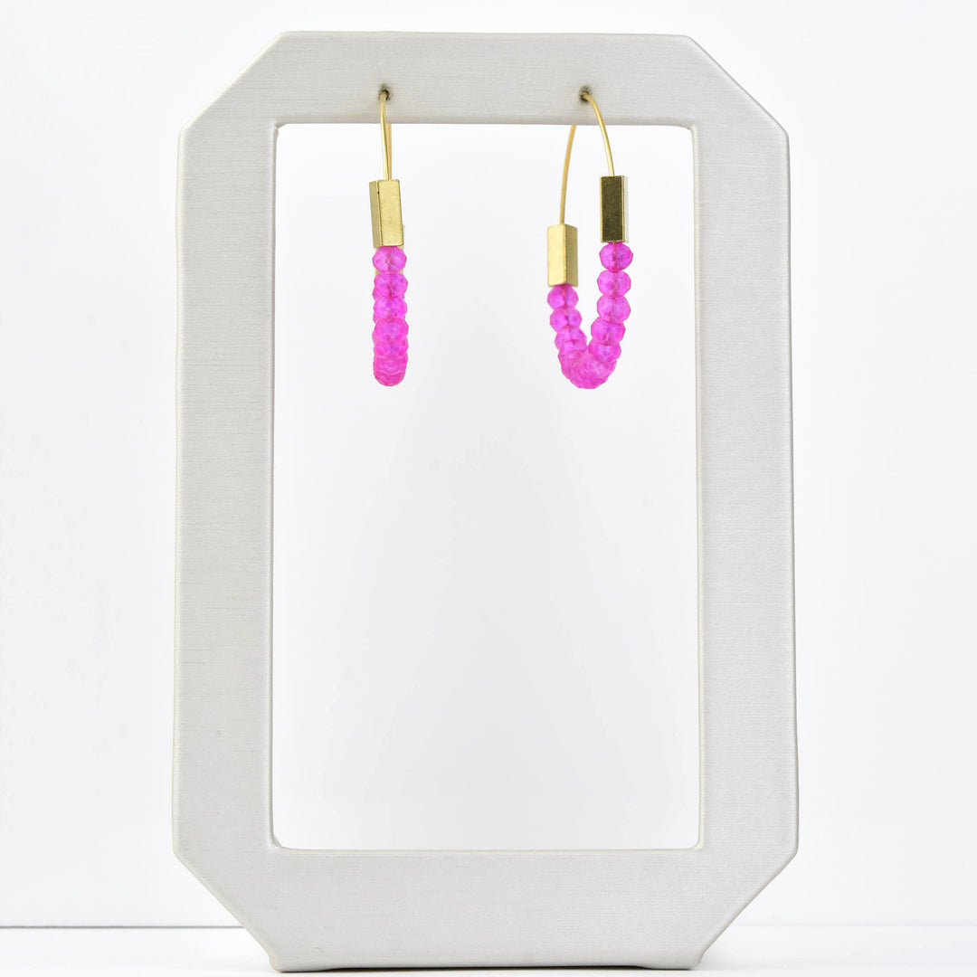 Neon Pink Glass Hoop Earrings - Goldmakers Fine Jewelry