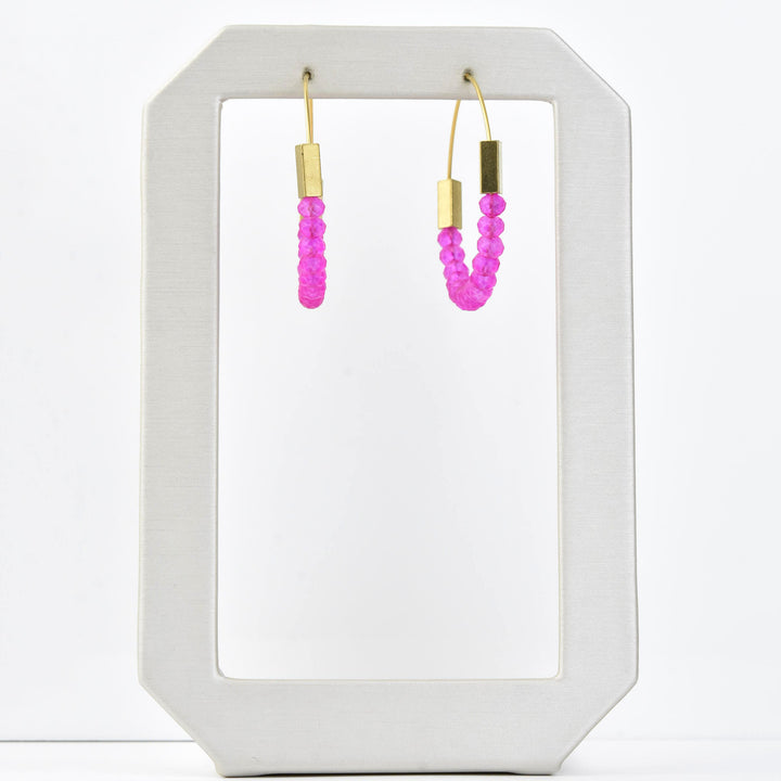 Neon Pink Glass Hoop Earrings - Goldmakers Fine Jewelry