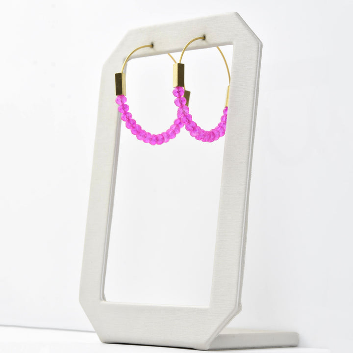 Neon Pink Glass Hoop Earrings - Goldmakers Fine Jewelry