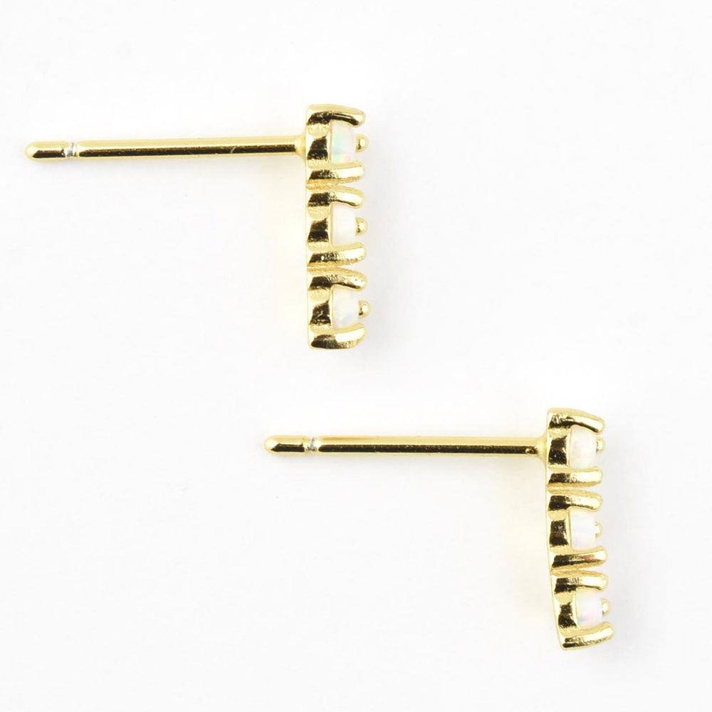 Small White Opal Trio Studs - Goldmakers Fine Jewelry
