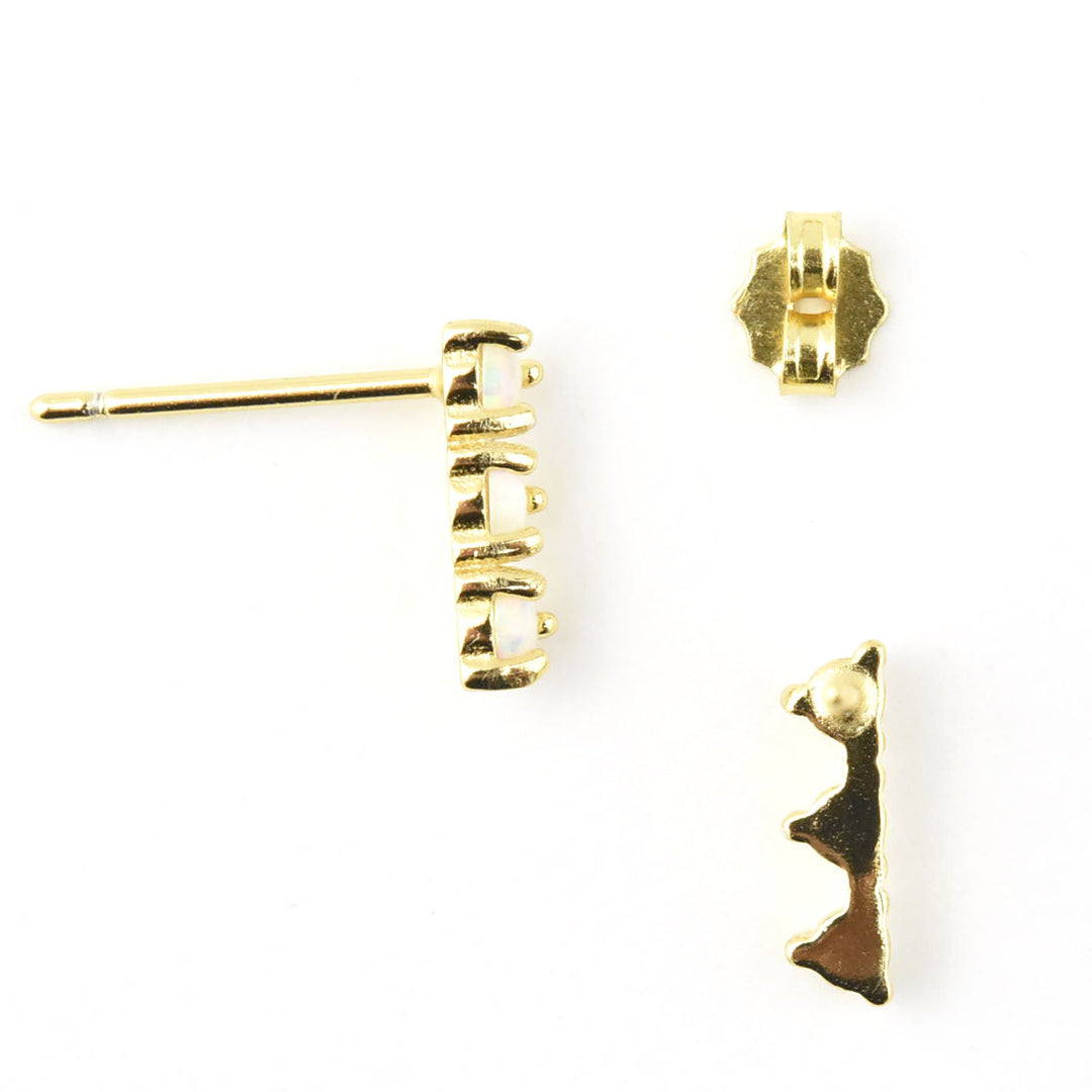 Small White Opal Trio Studs - Goldmakers Fine Jewelry