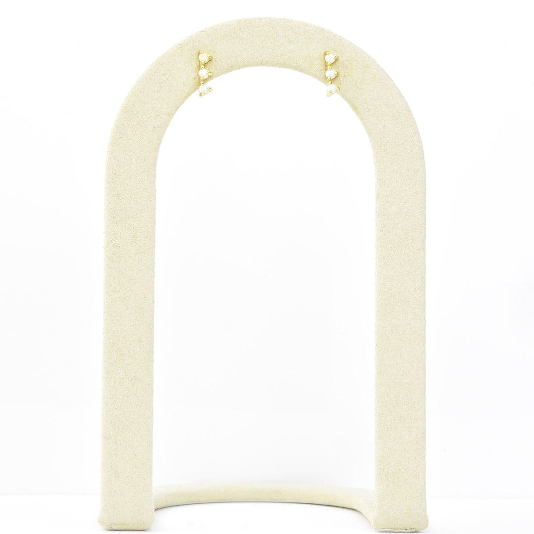 Small White Opal Trio Studs - Goldmakers Fine Jewelry