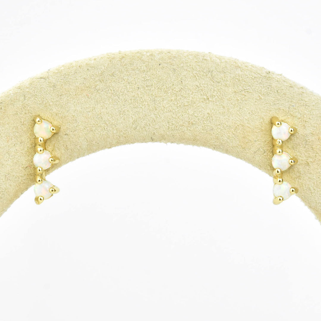 Small White Opal Trio Studs - Goldmakers Fine Jewelry