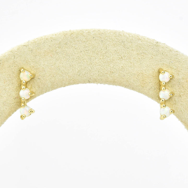 Small White Opal Trio Studs - Goldmakers Fine Jewelry