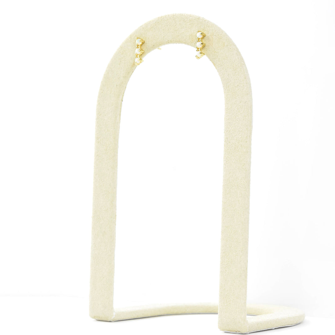 Small White Opal Trio Studs - Goldmakers Fine Jewelry