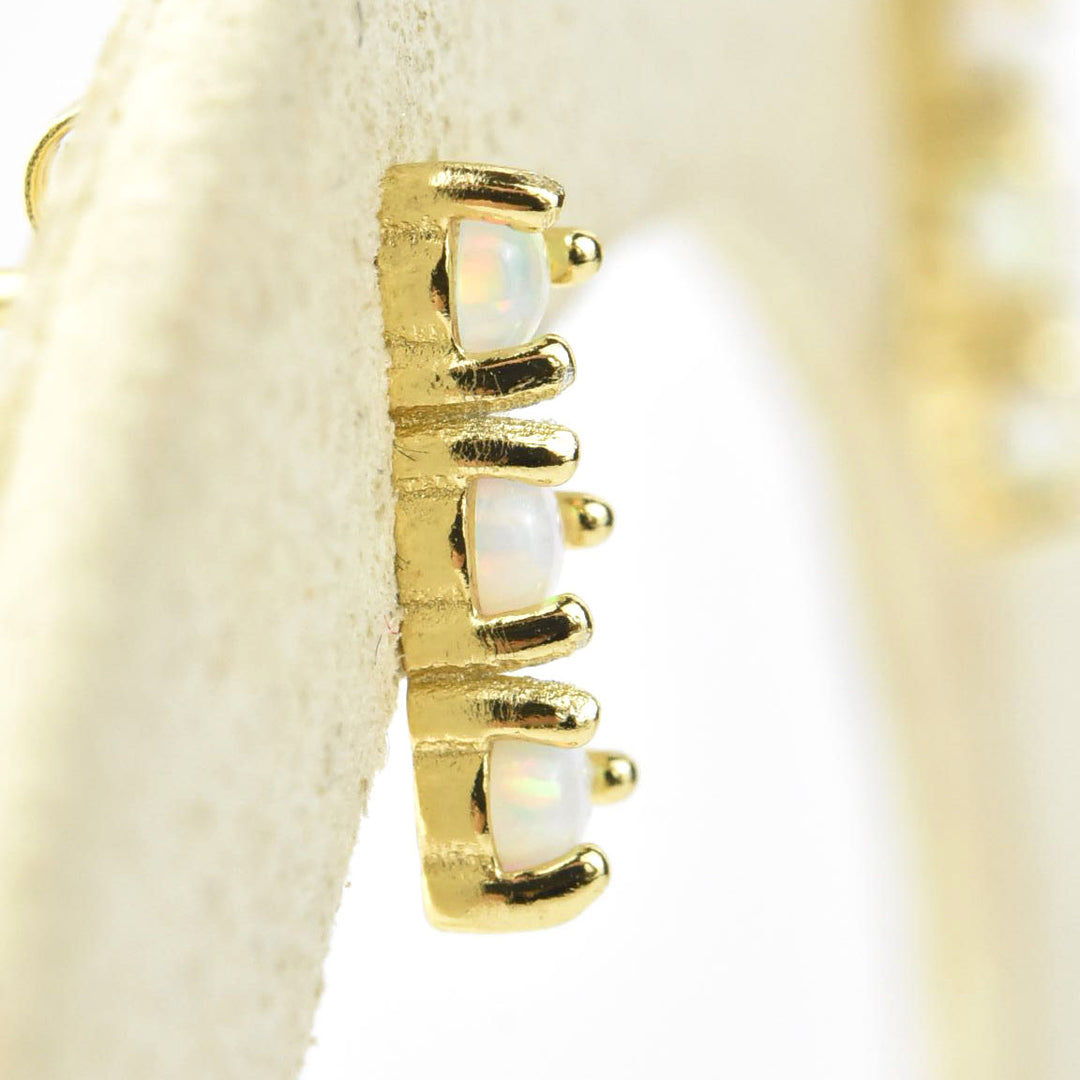 Small White Opal Trio Studs - Goldmakers Fine Jewelry