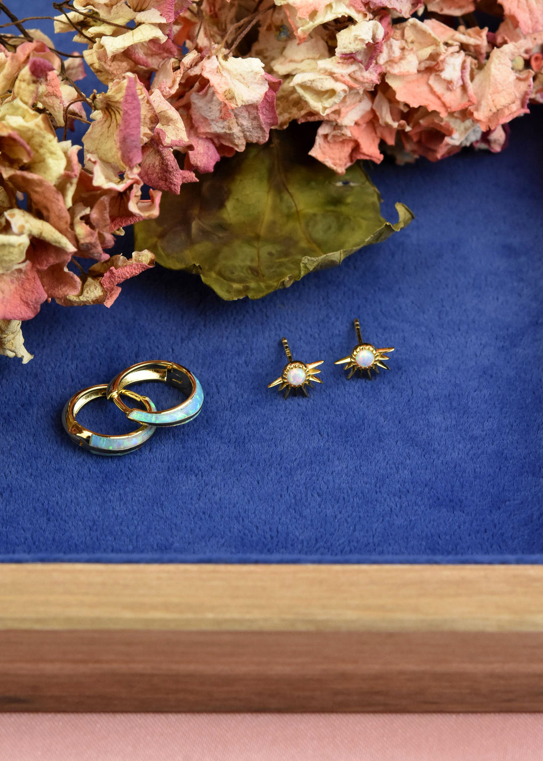 Rising Sun Opal Studs - Goldmakers Fine Jewelry
