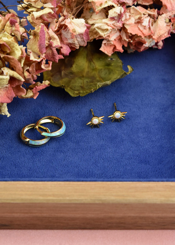 Rising Sun Opal Studs - Goldmakers Fine Jewelry
